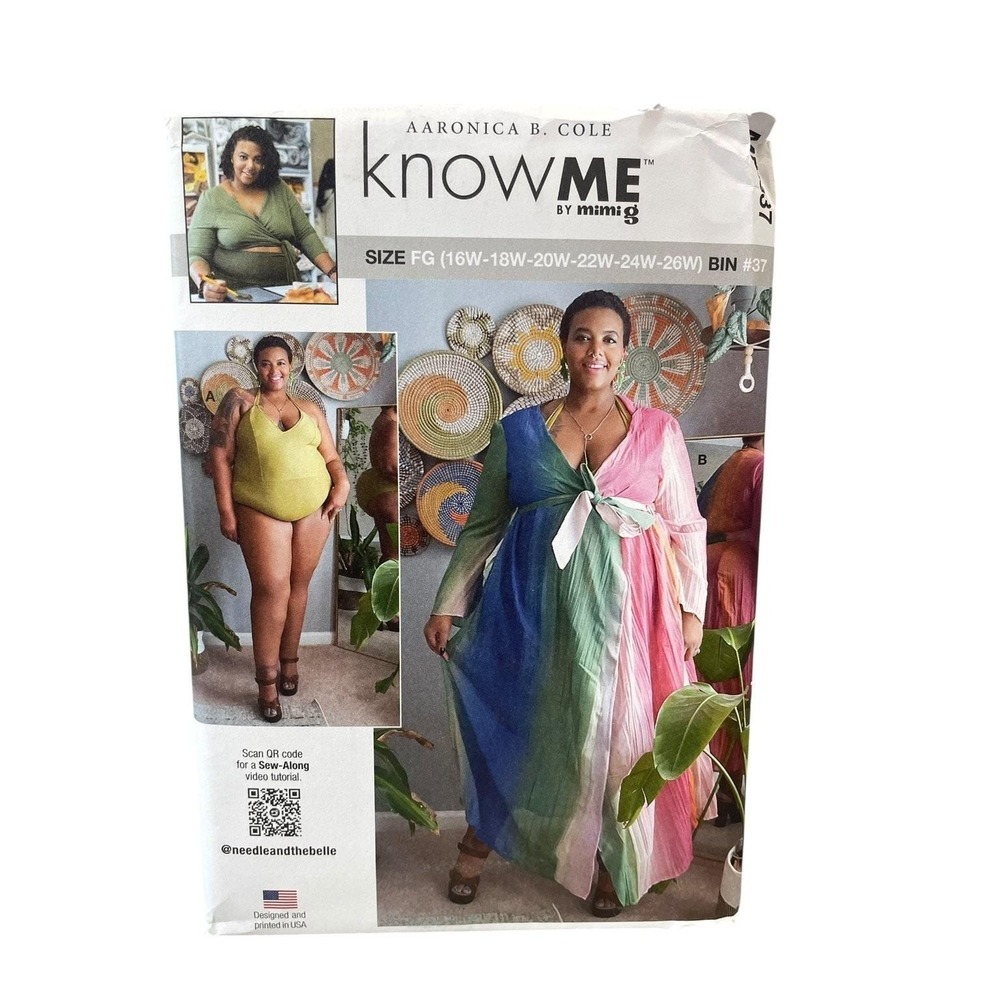 KNOWME Sewing Pattern Women 16W-26W Plus Size Swimsuit Cover-Up ME2037